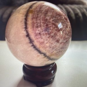 Beautiful XL Pork Stone Sphere- Dali Jasper- Banded Calcite